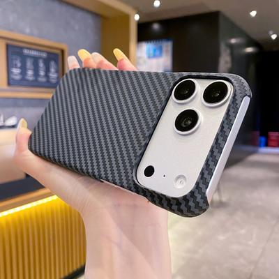 Slim Kevlar Carbon Fiber Textured PC Phone Case For For Iphone 17 Air 16 15 14 13 12 11 Pro Max Plus Frameless Cooling Cover