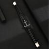 Personalized Fashion Retro Leather Stainless Steel Bracelet Multi Layer Braided Rope Black Series Men's