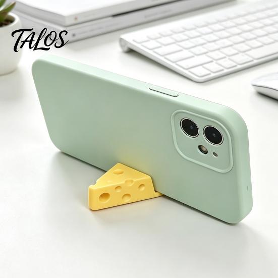 Hard Material Phone Holder 3D Printed Cheese Holder, Cute Mini Mount with Stand Keychain Ring, Lightweight Portable Desktop for Tablet Video Viewing