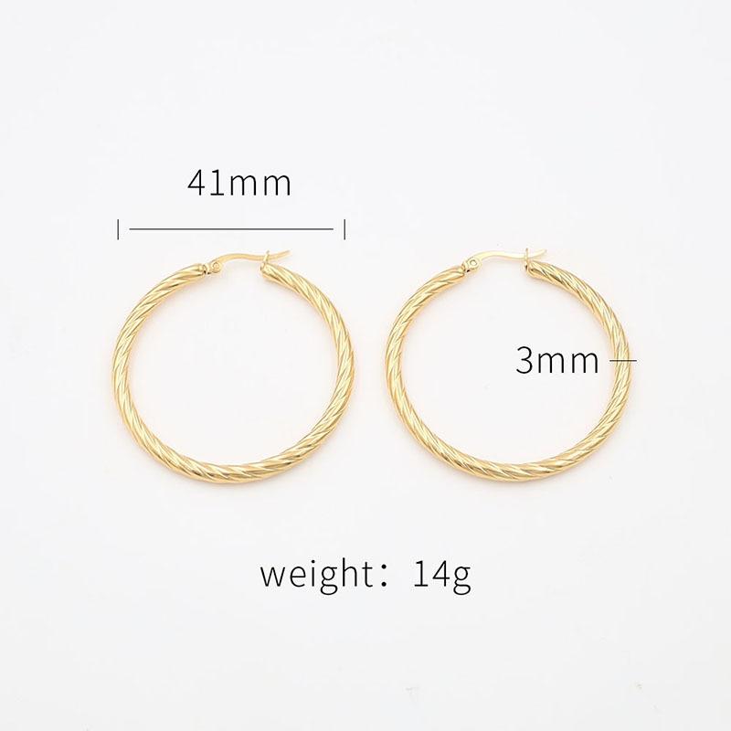 Fashion Versatile Round Earrings Premium 18K Titanium Steel Striped Earrings Jewelry Women
