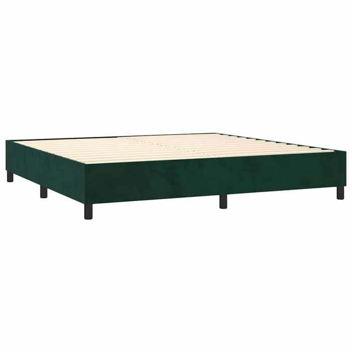 Exclusive House - Slatted Bed Base and Mattress Dark Green 200x200cm Velvet