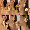 1Pair Romantic Petal Flower Long Hanging Earrings For Women Trendy Elegant Tassel Piercing Drop Earrings Party Jewelry Gift