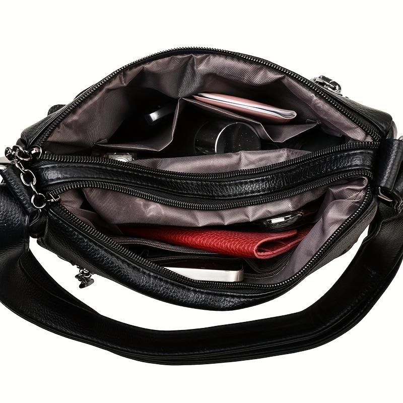 Casual Women's Crossbody Bag with Stripes, PU Leather, Tassel Detail, Lightweight, Removable Strap