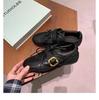 Women's 2025 Genuine Leather Retro Lace-up Ballet Flats with Metal Buckle and Soft Sole