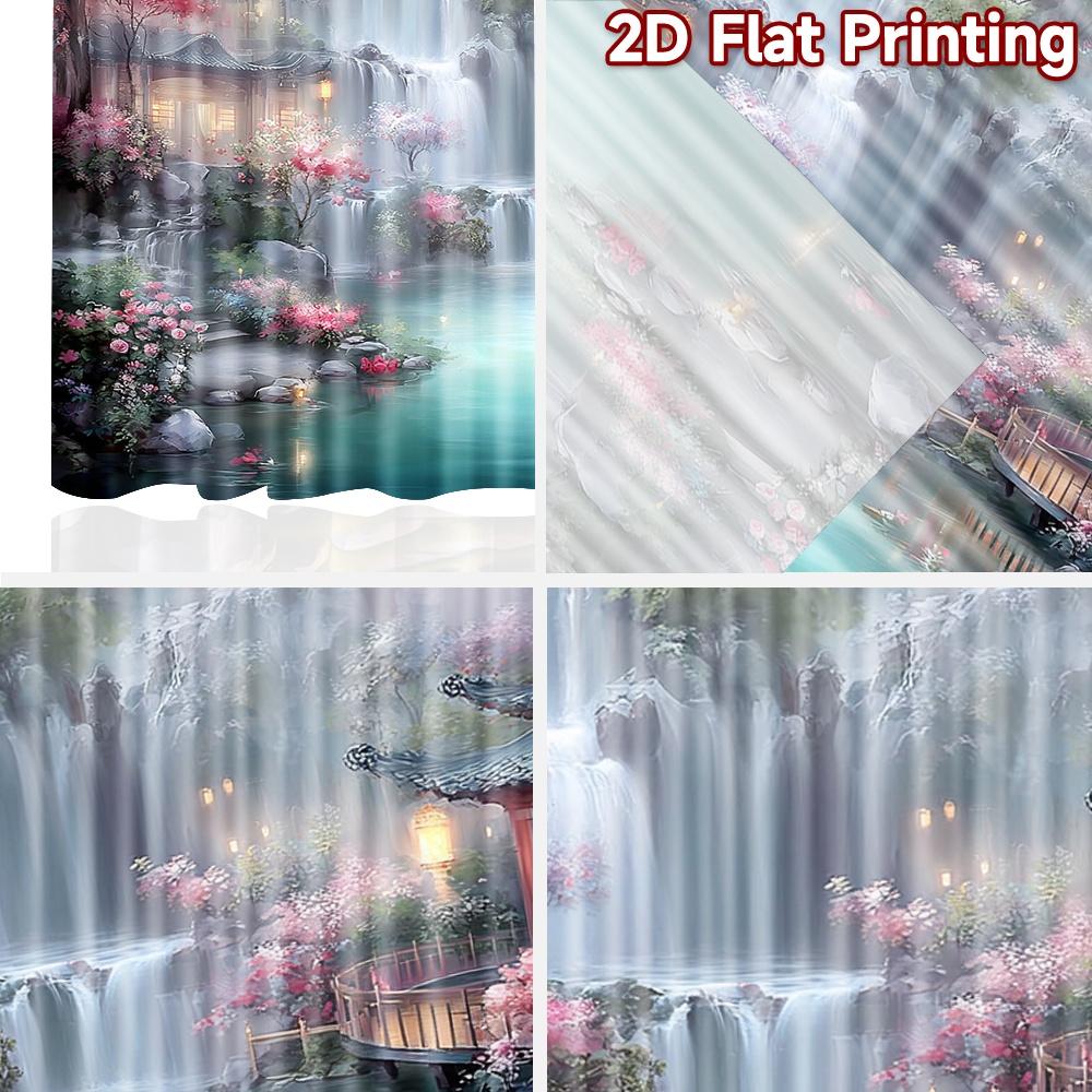 2D Flat Printing 2pcs Curtain Drapes Spring Waterfall Paradise Digital Printed Polyester Drapes Festive Curtains Perfect for