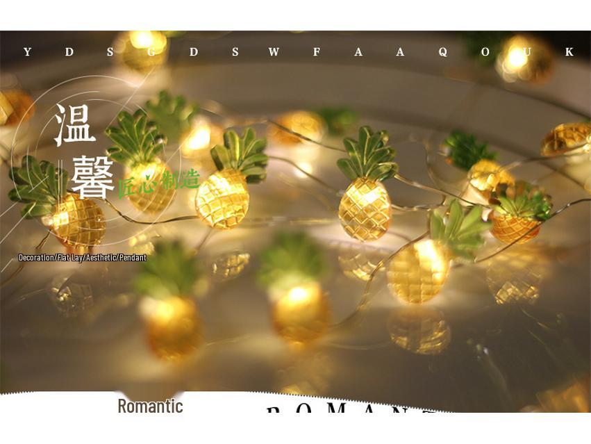 LED Fruit String Lights with Pineapple Pendants - USB Copper Wire for Kids' Decor and Gifts