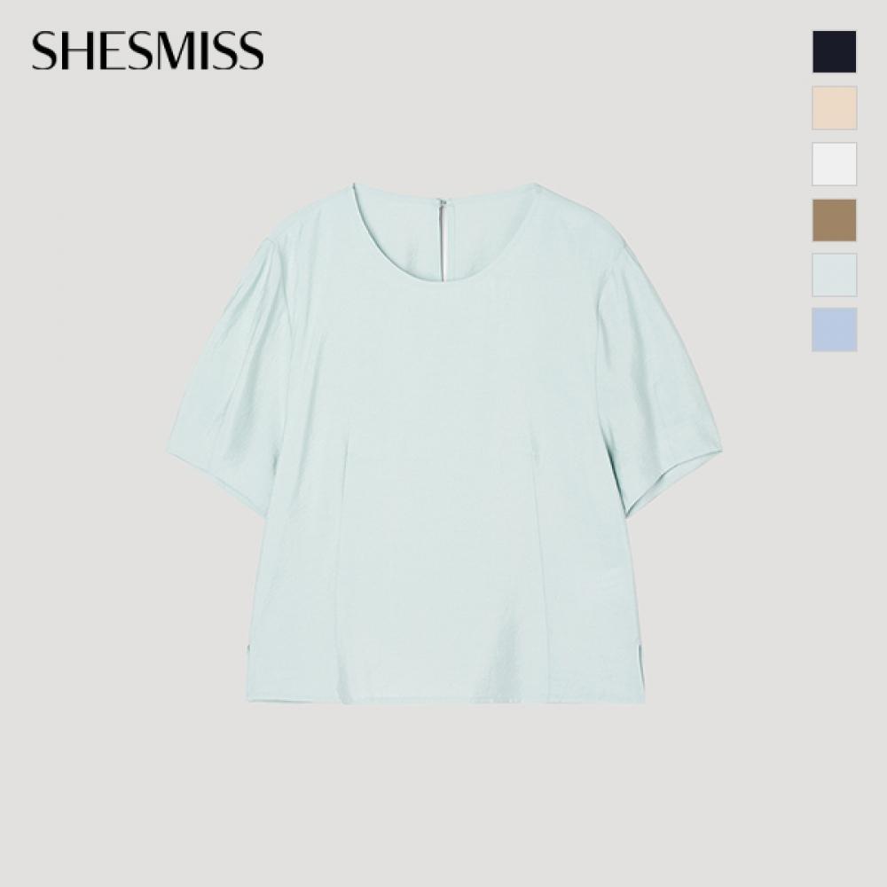 [shs Miss] Round Neck Puff Blouse Swwblp22140