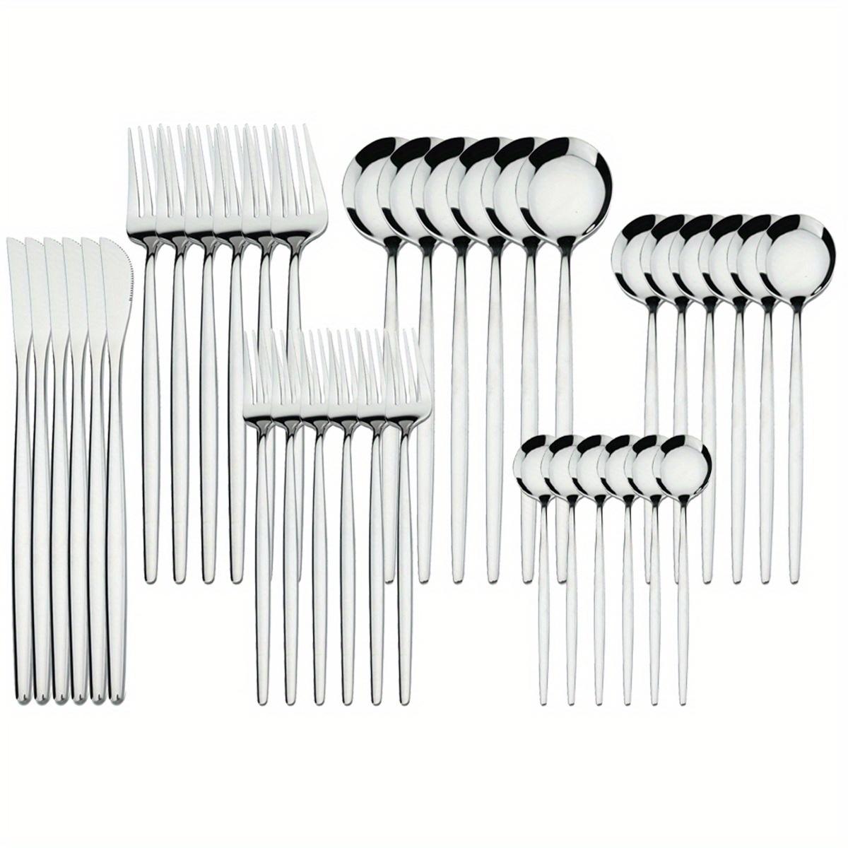 

Набор столовых приборов из 36 предметов - столовое серебро из нержавеющей стали, столовые приборы - прочные, устойчивые к ржавчине для кухни, столовых приборов и развлечений серебряный