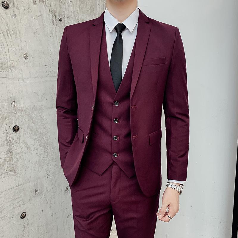 2022 Men's Solid Color Two-Button Suit & Trousers Set