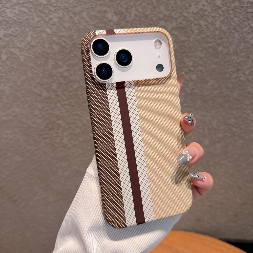 Retro Carbon Fiber Kevlar Pattern Hard Case For iPhone 17 Air 16 15 14 Plus 13 12 Pro Max 11 Lines Texture Bumper Cover