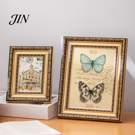 Cornice Decorativa per Foto 5/6/7/8/10 pollici A4 Vintage con Fronte in Acrilico, Supporto Espositore Frontale per Tavolo, Decorazione Familiare Ufficio Casa Retrò
