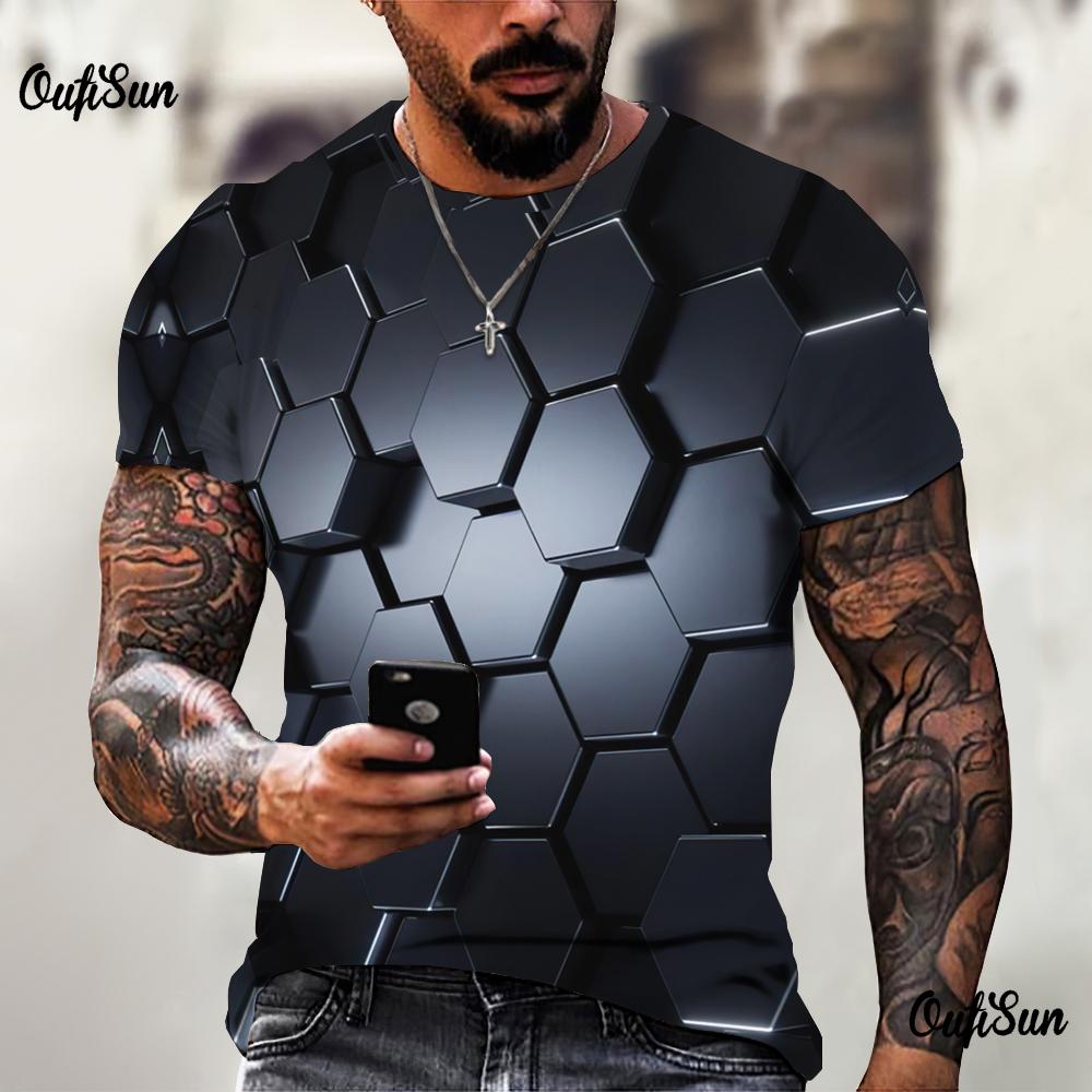 3D tričko pro muže Móda Hip Hop Topy do O Krátký rukáv Abstraktní Harajuku Pánská trička Nadměrná trička Košile Muž Oblečení