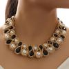 Europe and The United States Simply Weave Two Rows of Pearl Crystal Temperament Short Neck Necklaces