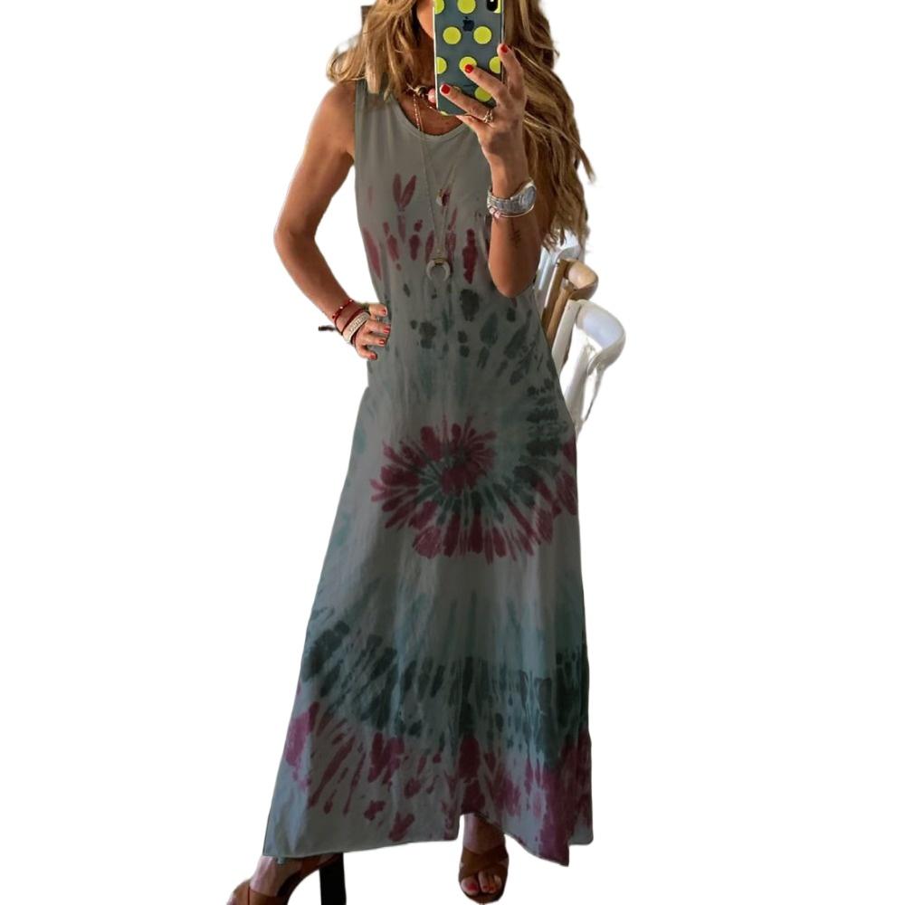 HNXC Damenmode Sommer Ärmellos O-Ausschnitt Freizeitkleider