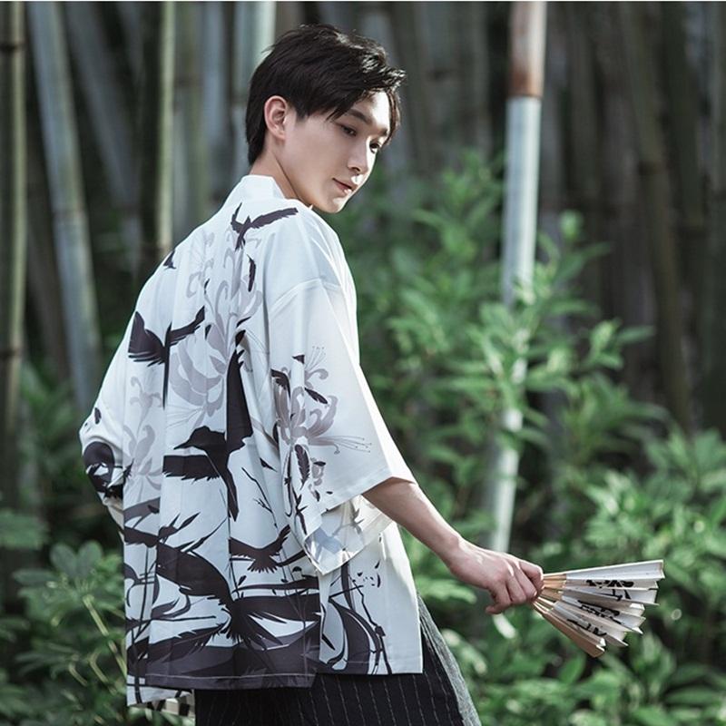 Herren japanische Kimono-Strickjacke, Herren-Samurai-Kostüm, Kleidung, Kimono-Jacke, Herren-Kimono-Shirt