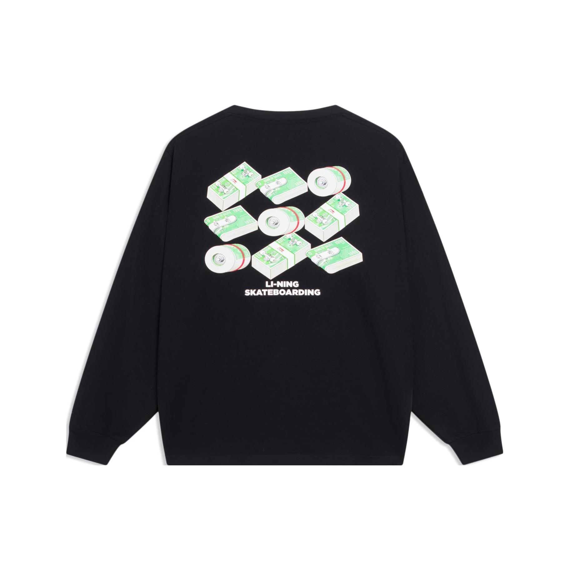 Li-Ning Skateboarding Graphic Long Sleeve T-shirt Black Men s AHST103-3 S