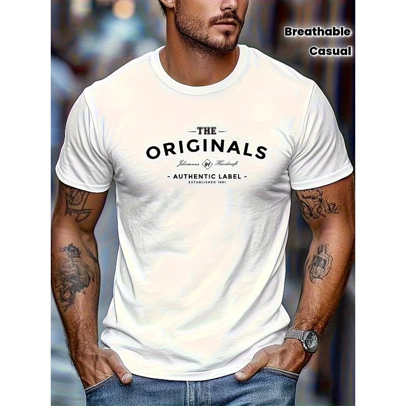 

European sizes Men S Graphic Tee with Lettering - Breathable Summer Short Sleeves Cool Design Casual Everyday Shirt for Men S белый