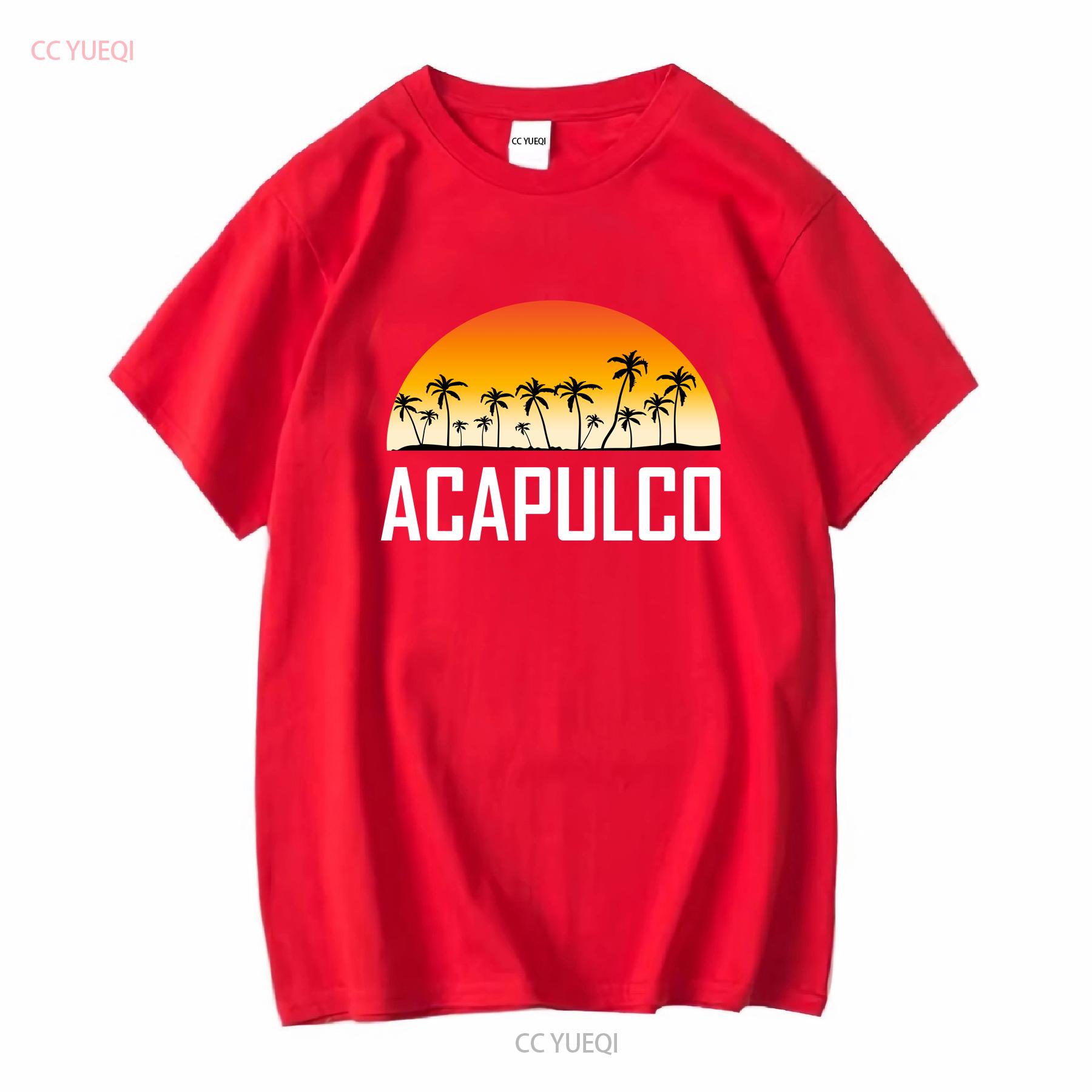 Acapulco Mexico Sunset And Palm Trees Beach Vacation T Shirt vintage Washed Versatile fashion Breathable Stretched S