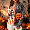 Women's Casual Long Sleeve Halloween Print Crewneck Sweatshirt