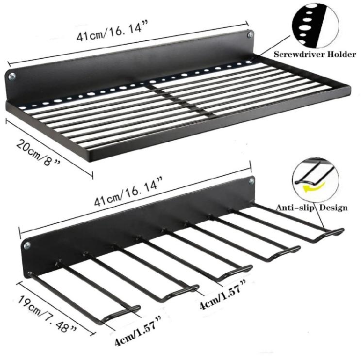 Power Tool Organizers Wall Mount Metal Shelf Holder Utility Storage Rack Drill Holder for Husband
