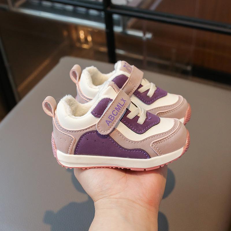 Baby spring and winter velvet shoes 0-1-3 years old children's sports shoes boys soft-soled toddler shoes girls warm cotton shoes