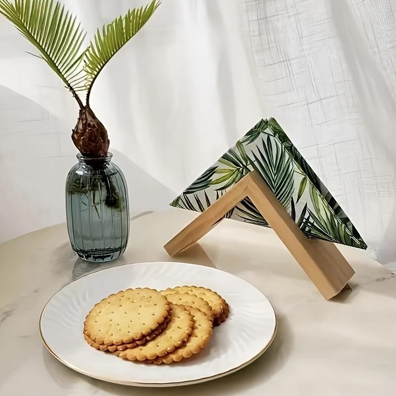 1pc Elegant Nordic-Style Solid Wood Napkin&Paper Towel Holder-Triangular Tabletop Organizer with Natural Finish,Perfect for Home