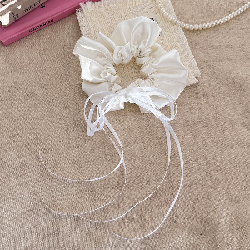 1pc ballet style  elegant satin bow ribbon large intestine hair tie for women bun hairstyle non-damaging durable hair band