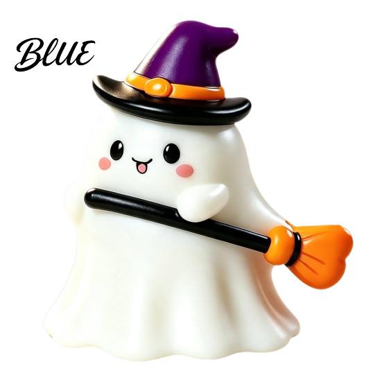 Reading Ghost Decoration Halloween Resin Figurine Creepy Witch Hat Statue Decor Pumpkin Ornament for Holiday Party