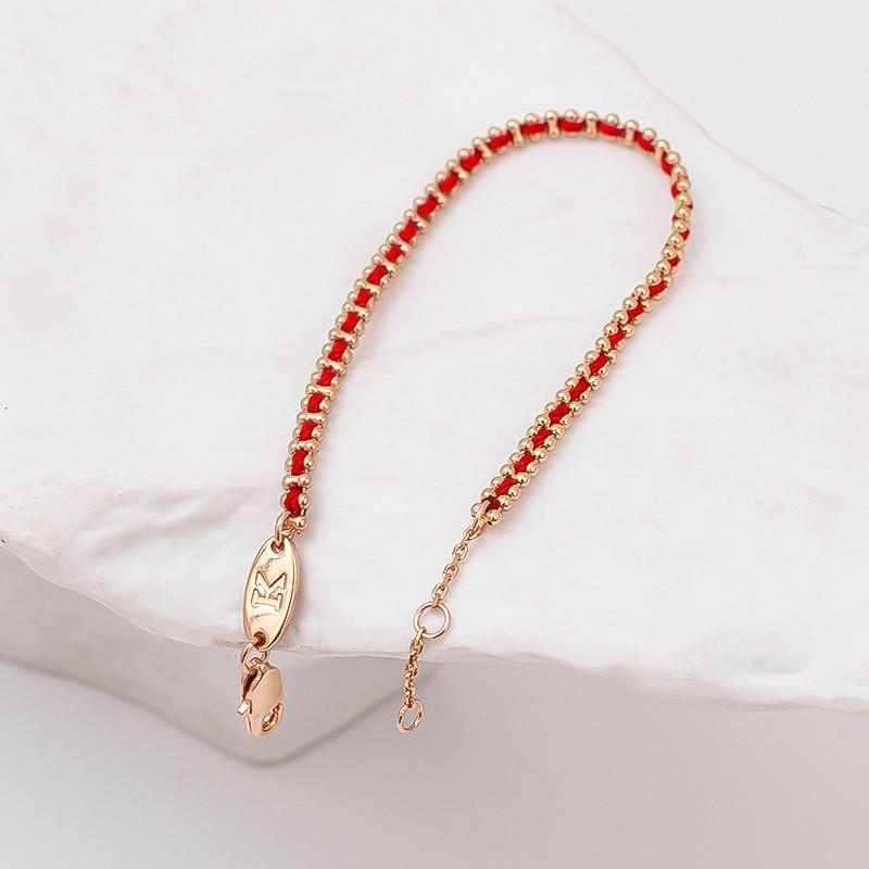 Handmade Red Cord Bracelet With Geometric Rose Gold Chain Minimalist Womens Luxury Friendship