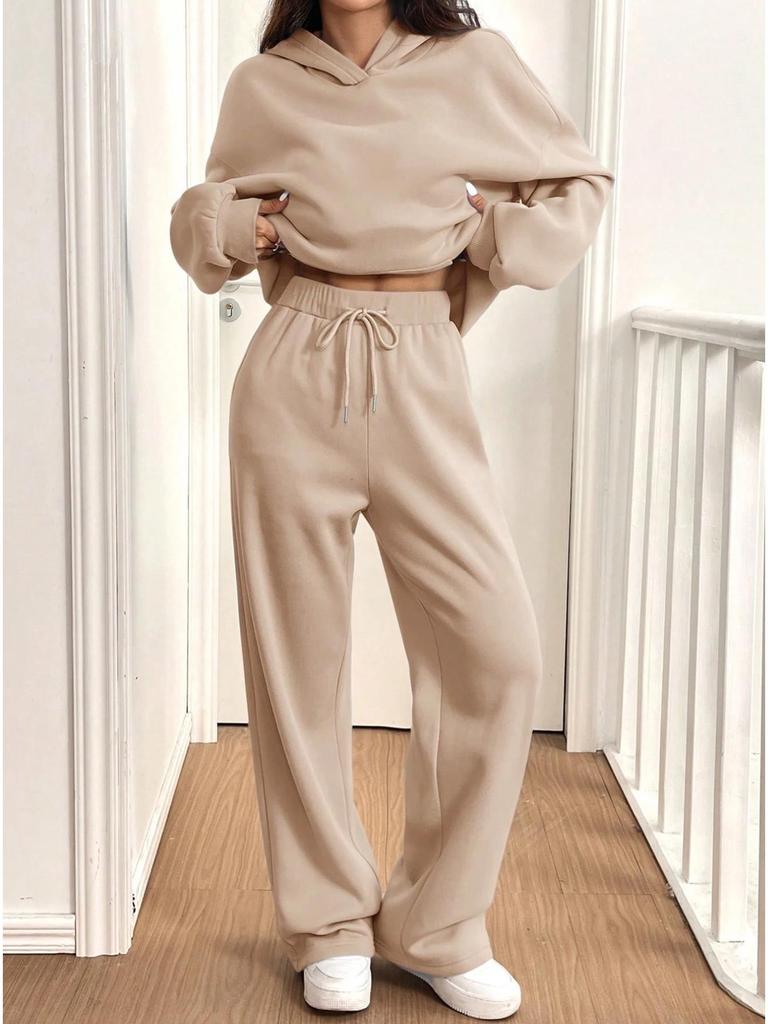 2-Piece Women's Casual Warm Lined Hoodie & Pants Set - Autumn/Winter Sportswear