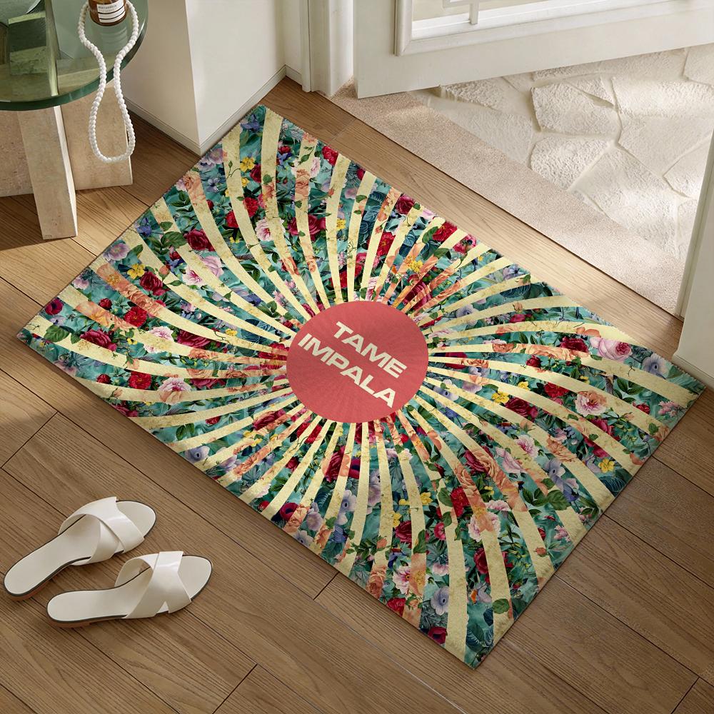 Psychedelic Pop Band T-Tame Impalas Floor Mat Soft Flannel Non-Slip Door Mat - Thickened Rug for Living Room Home Decor