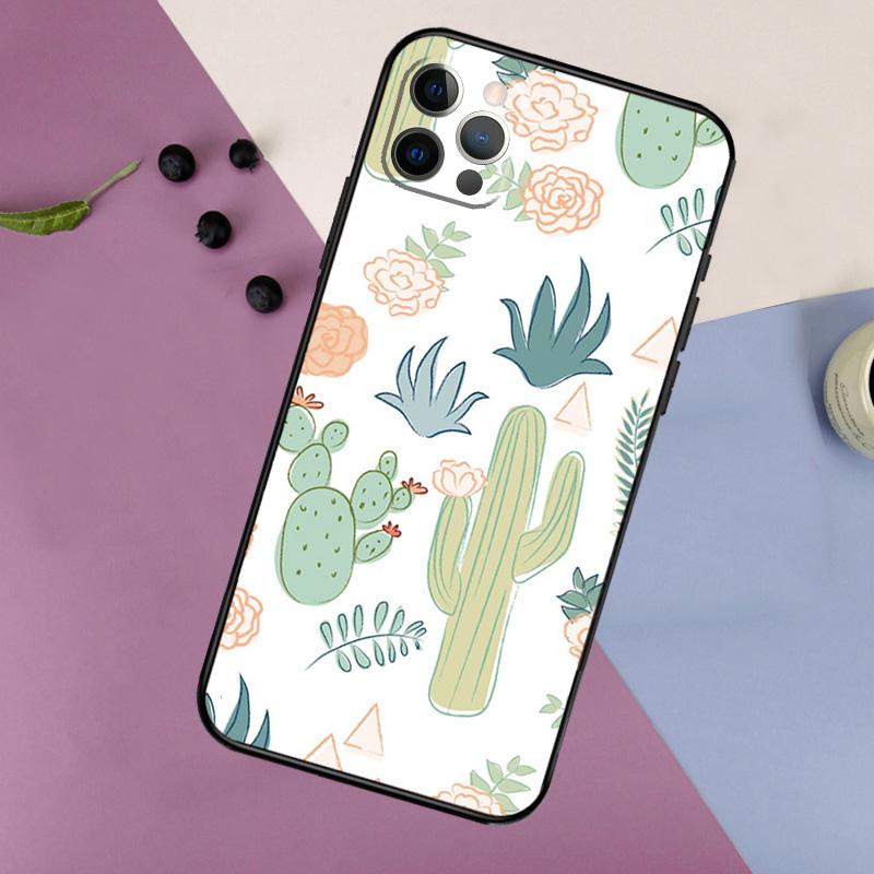 Cactus Pattern Phone Case For iPhone 16 15 14 13 12 11 17 Pro Max 13 Mini 16 Plus 16e 17 Air Bumper Cover