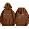Women's Plus Velvet Hoodie with Letter Print & Kangaroo Pocket - Korean Style Loose Fit