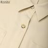 ZANZEA Women Casual Turn Down Collar Summer Short Sleeve Jumpsuits