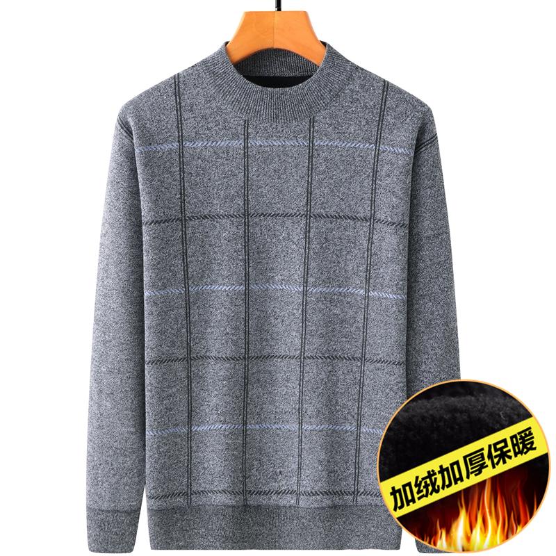 Men's Plus Velvet Sweater for Winter - Warm Knitwear for Middle-Aged and Elderly