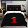 Red and Black Sports Jersey Number Bedding, Duvet Cover, Pillowcase, Home Decoration, Birthday Gift (1 * Duvet Cover+2 * Pillowcase, Coreless)