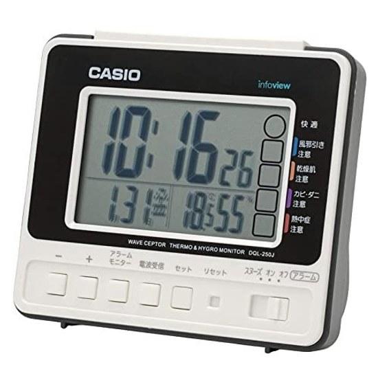 CASIO Alarm Clock Radio-Controlled Desk White Digital Snooze Light DQL-250J-7JF