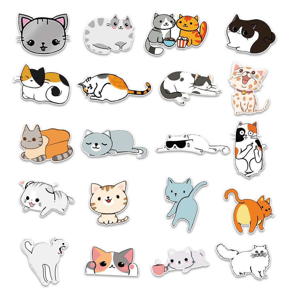 50 Pictures Can Love Cartoon Kitten Stickers Suitcase Car Water Cup Mobile Phone Stickers Waterproof