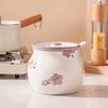 High-Temperature Resistant Ceramic Lard Jar with Lid - Zixuan Flower Design, Large Capacity for Chili Oil & Seasoning