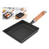   Tamagoyaki Cast Iron Tamagoyaki Pot, Wooden Handle Heavy Duty Pan Works On Gas Halogen Ceramic Induction Cooktops Adds Iron   