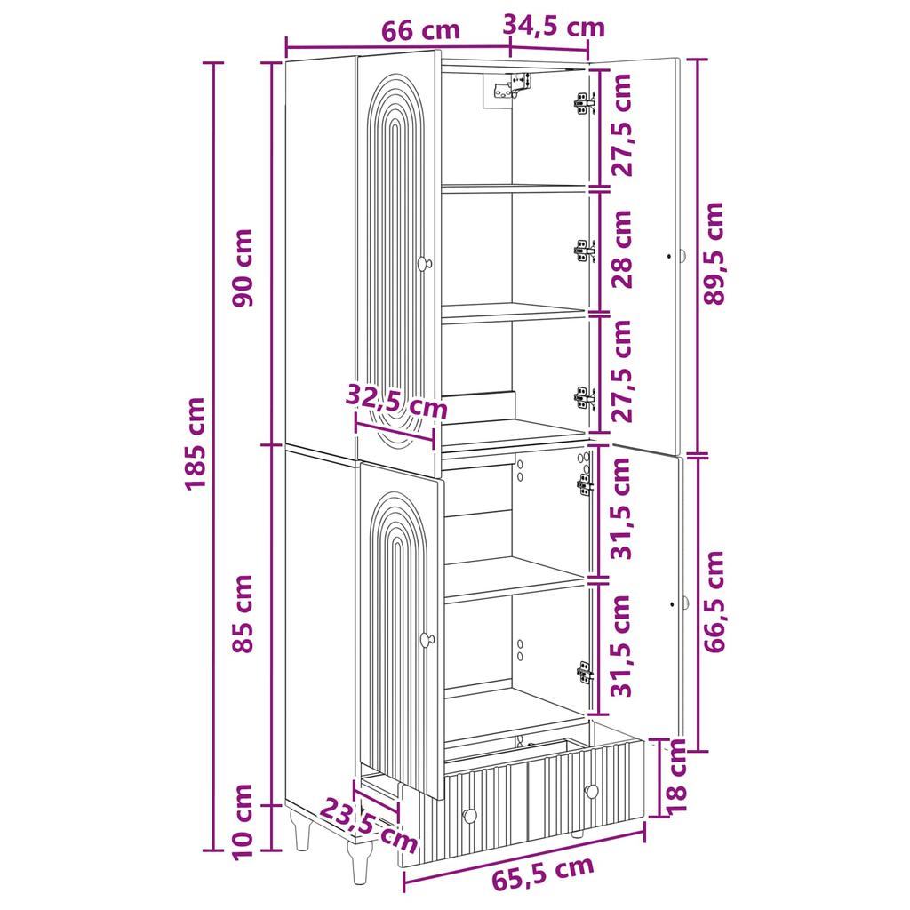 Cabinet Set 2 pcs 66 x 34.5 x 95 cm engineered wood