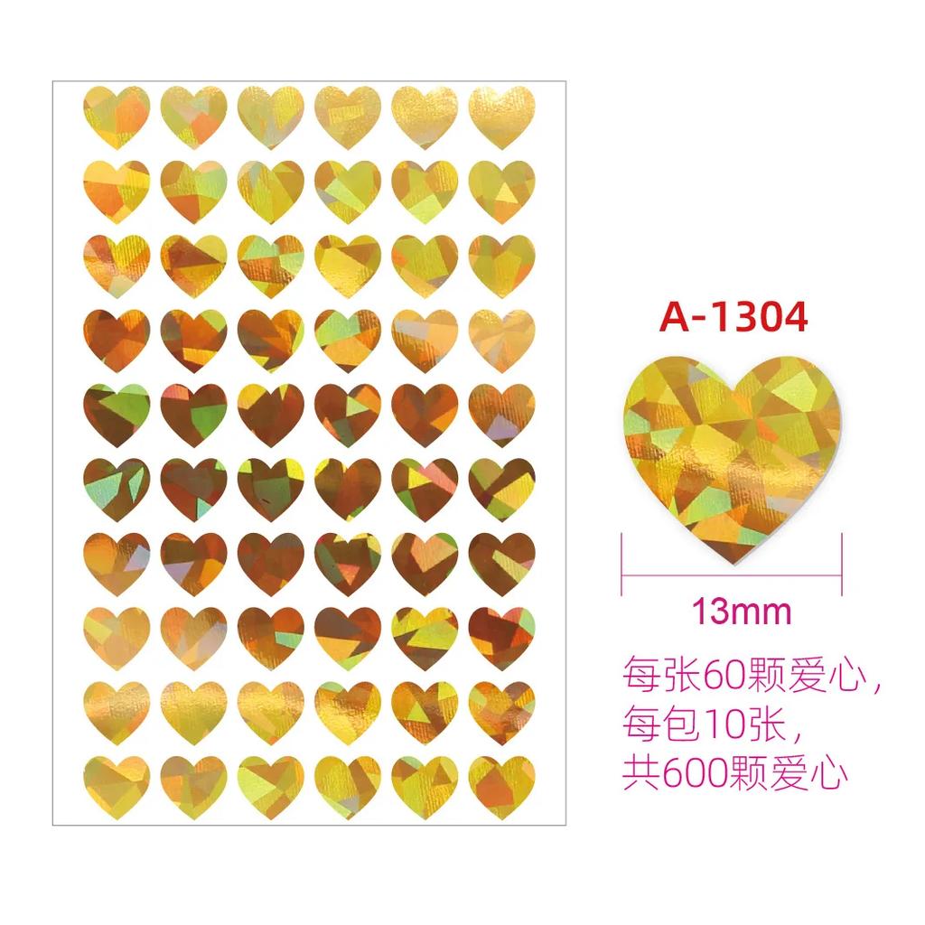 10sheet Glitter Heart Style Sticker for DIY Decor Scrapbook Journal 3MM Mini Heart Stickers Teacher Reward Envelope Seal Sticker