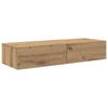 Wall Mounted Shelf with Drawers Artisan Oak Finish 100 x 36 x 19 cm