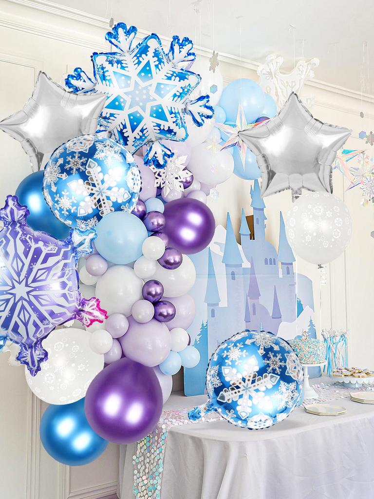 12pcs winter snowflake party decoration balloons set winter theme Christmas decoration birthday princess party supplies