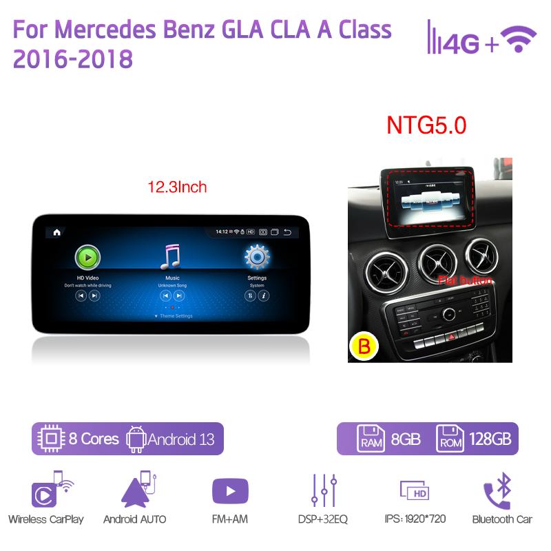 10.25/12.3Inch Android13 For Mercedes Benz GLA CLA A Class 2013-2018 GPS Navigation CarPlay 4G 360Camera Car Multimedia Player