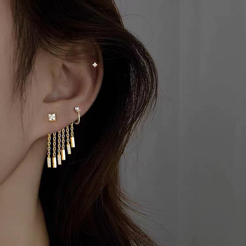 [Echt vergoldet] S925 Silber Quastenohrringe mit koreanischem Hinterohrstecker - Europäischer & Amerikanischer Stil