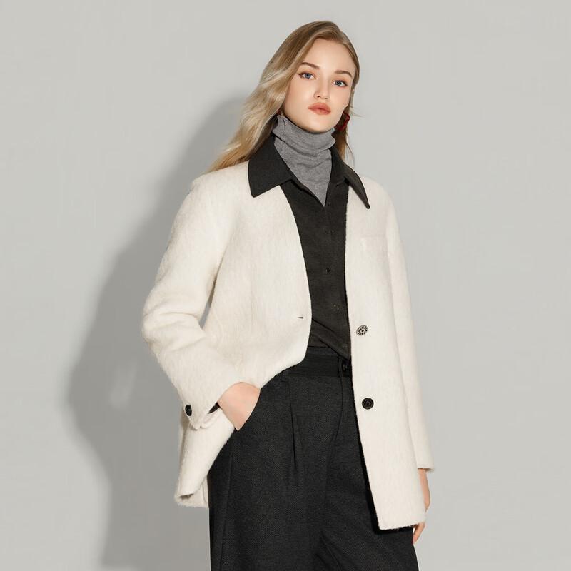 

Women s Short Wool Blend Double-Faced Commuter Coat M