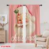 2 Stück, 2D-Flachdruck Beliebte Vorhänge Rosa Weihnachtsmann Vielseitig 100% Polyester (ohne Stange) Dekorationen Außen Ldeal für Wohnen