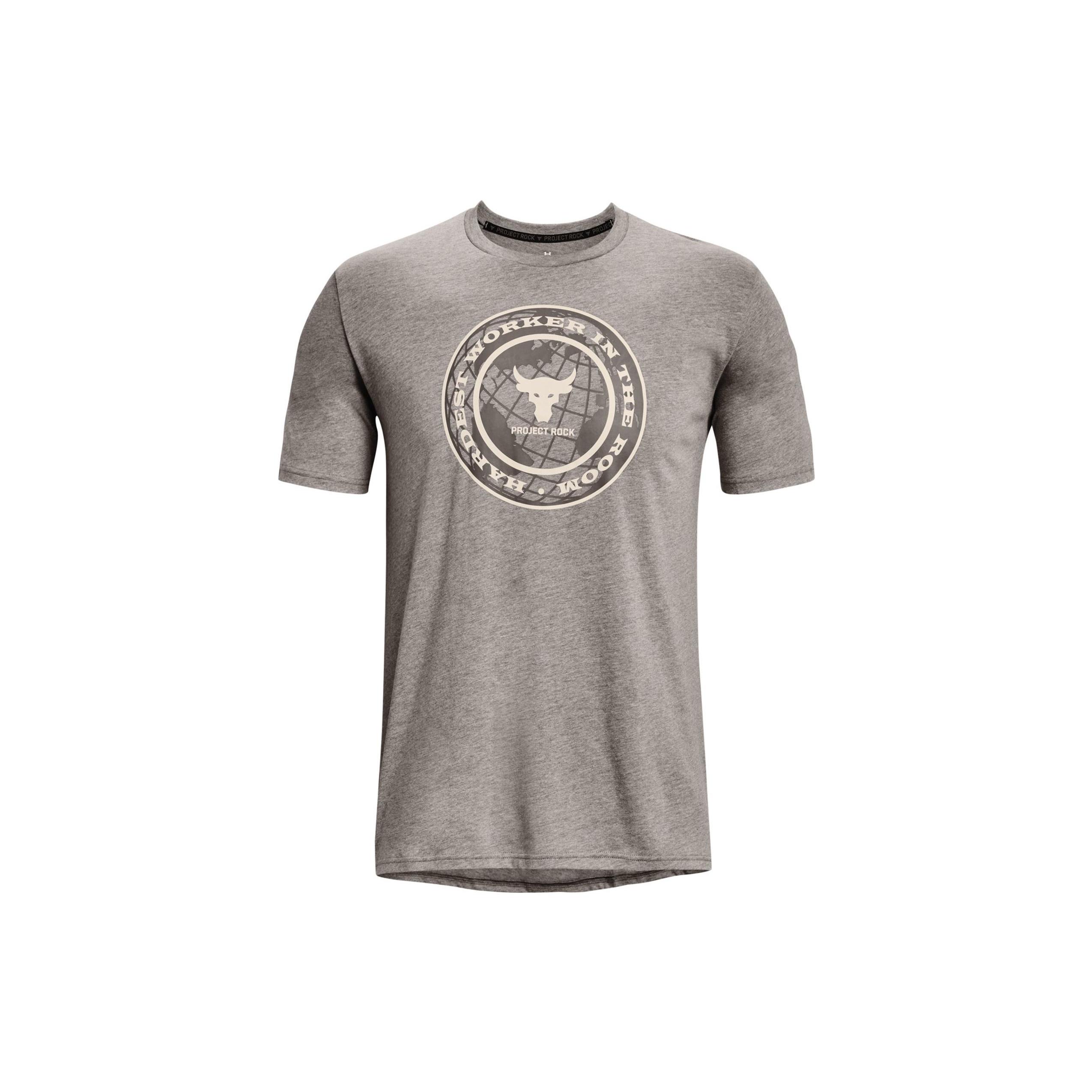 Under Armour Project Rock Globe Short Sleeve T-shirt Grey Men s 1373746-295 XL