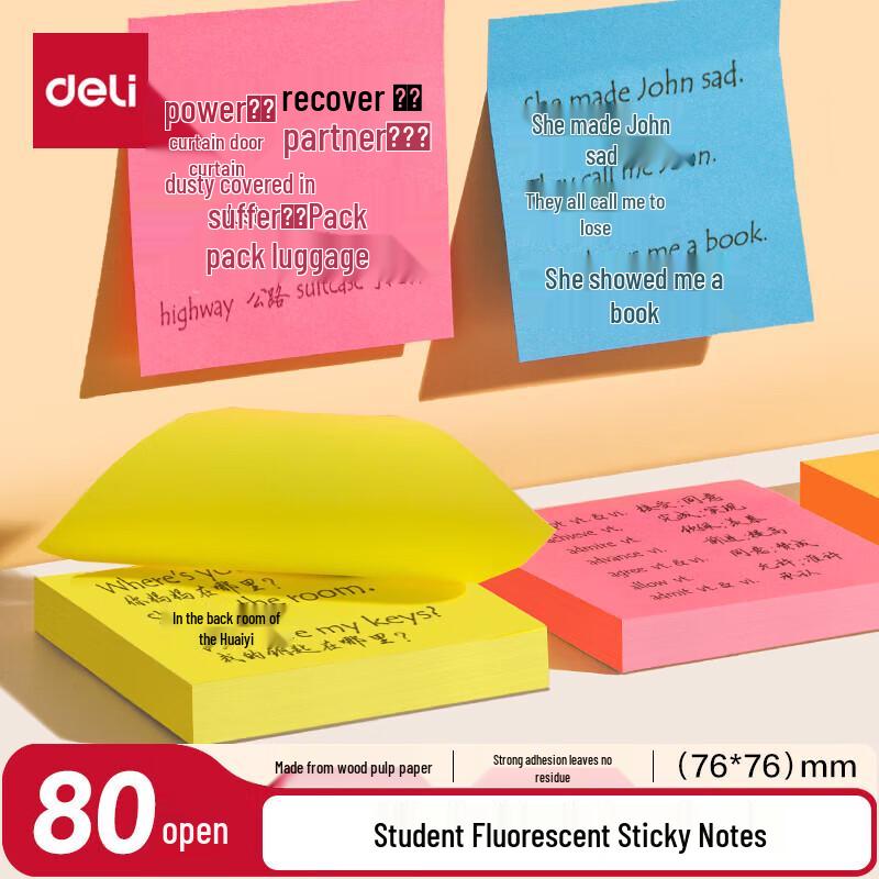Deli BT351 Fluorescent Sticky Notes 6-Pack
